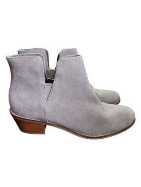 Suede Ankle Bootie in Light Gray